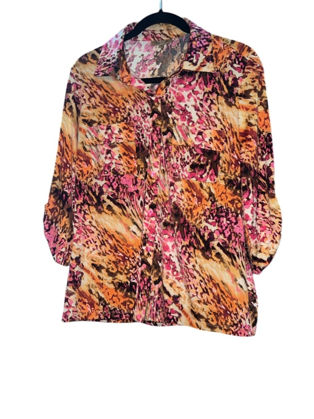 Peck & Peck Multicolor Abstract Printed Button-Down Blouse